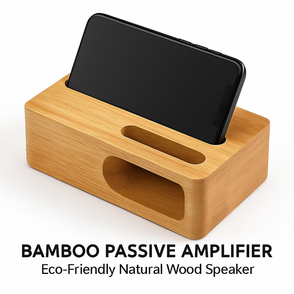 Bamboo Passive Amplifier - Eco-Friendly Natural Wood Speaker