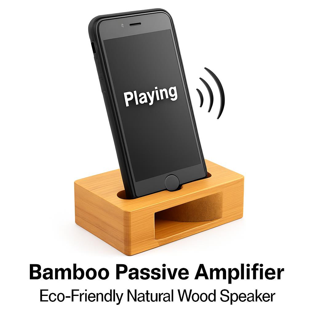 Bamboo Passive Amplifier - Eco-Friendly Natural Wood Speaker