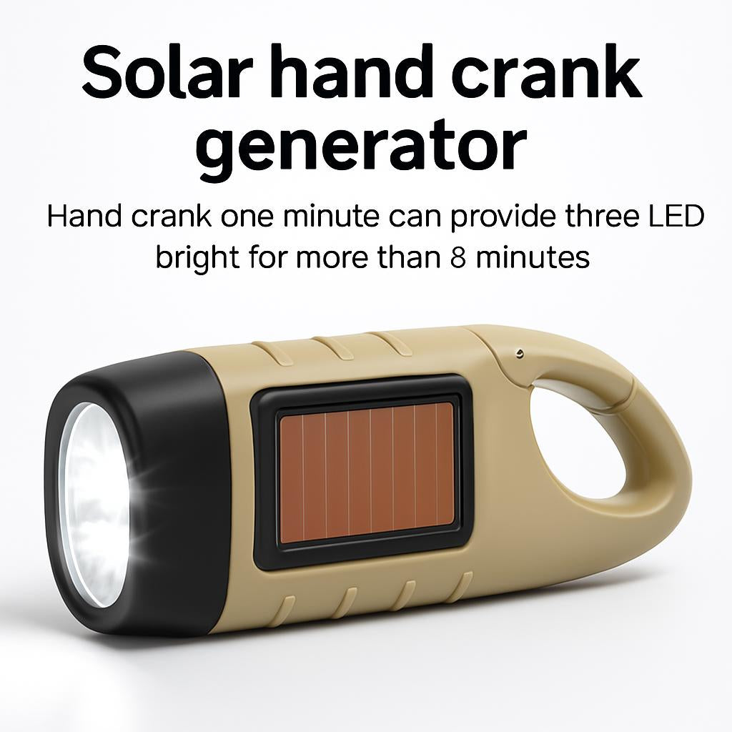 Solar Hand Crank Flashlight - Eco-Friendly Emergency Light