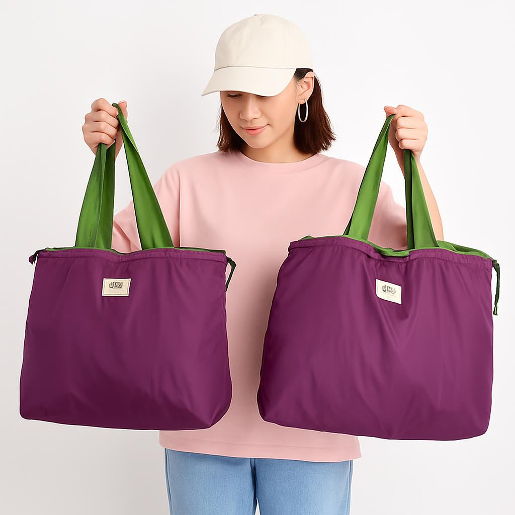 Eco-Friendly Turquoise Reusable Drawstring Tote Bag