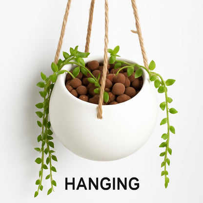 Eco-Friendly Light Pink Ceramic Hanging Planter