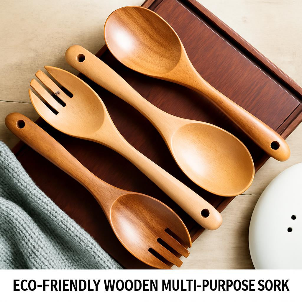 Eco-Friendly Wooden Kitchen Utensils Set