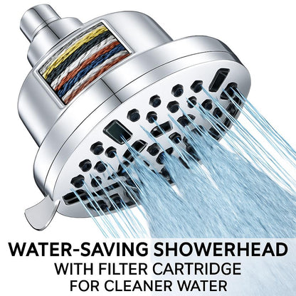 Water-Saving Showerhead with Filter Cartridge for Cleaner Water