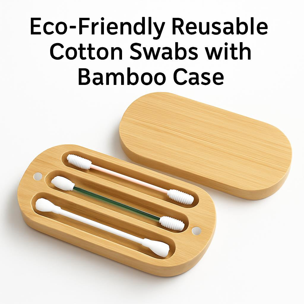 Eco-Friendly Reusable Cotton Swabs with Bamboo Case