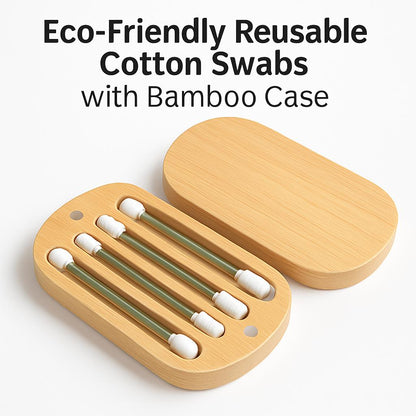 Eco-Friendly Reusable Cotton Swabs with Bamboo Case