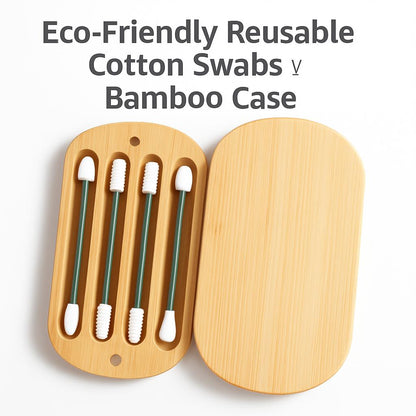 Eco-Friendly Reusable Cotton Swabs with Bamboo Case