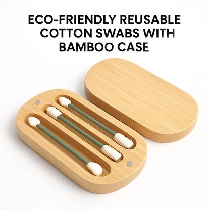 Eco-Friendly Reusable Cotton Swabs with Bamboo Case