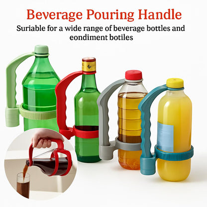 Ergonomic Reusable Bottle Pouring Handle in Green, Red, Gray, Blue