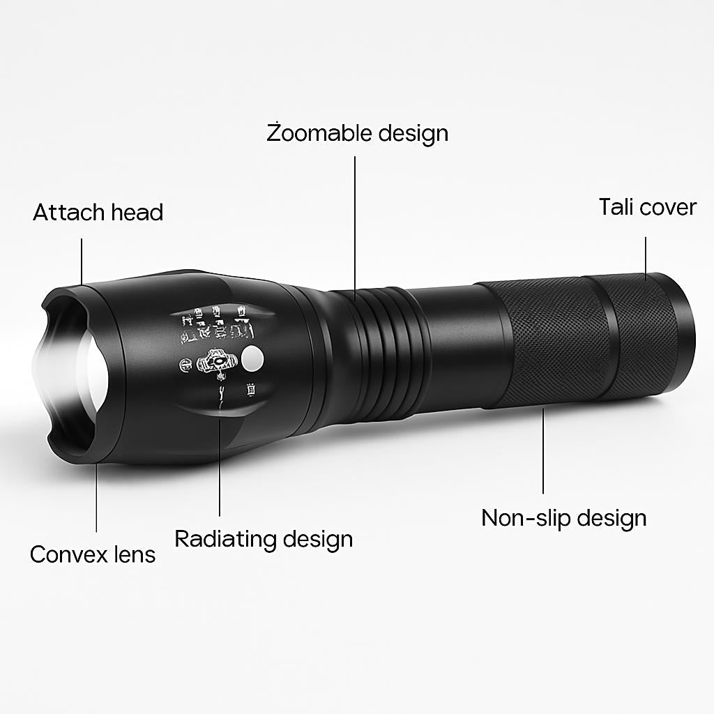 Eco-Friendly Rechargeable Aluminum Flashlight
