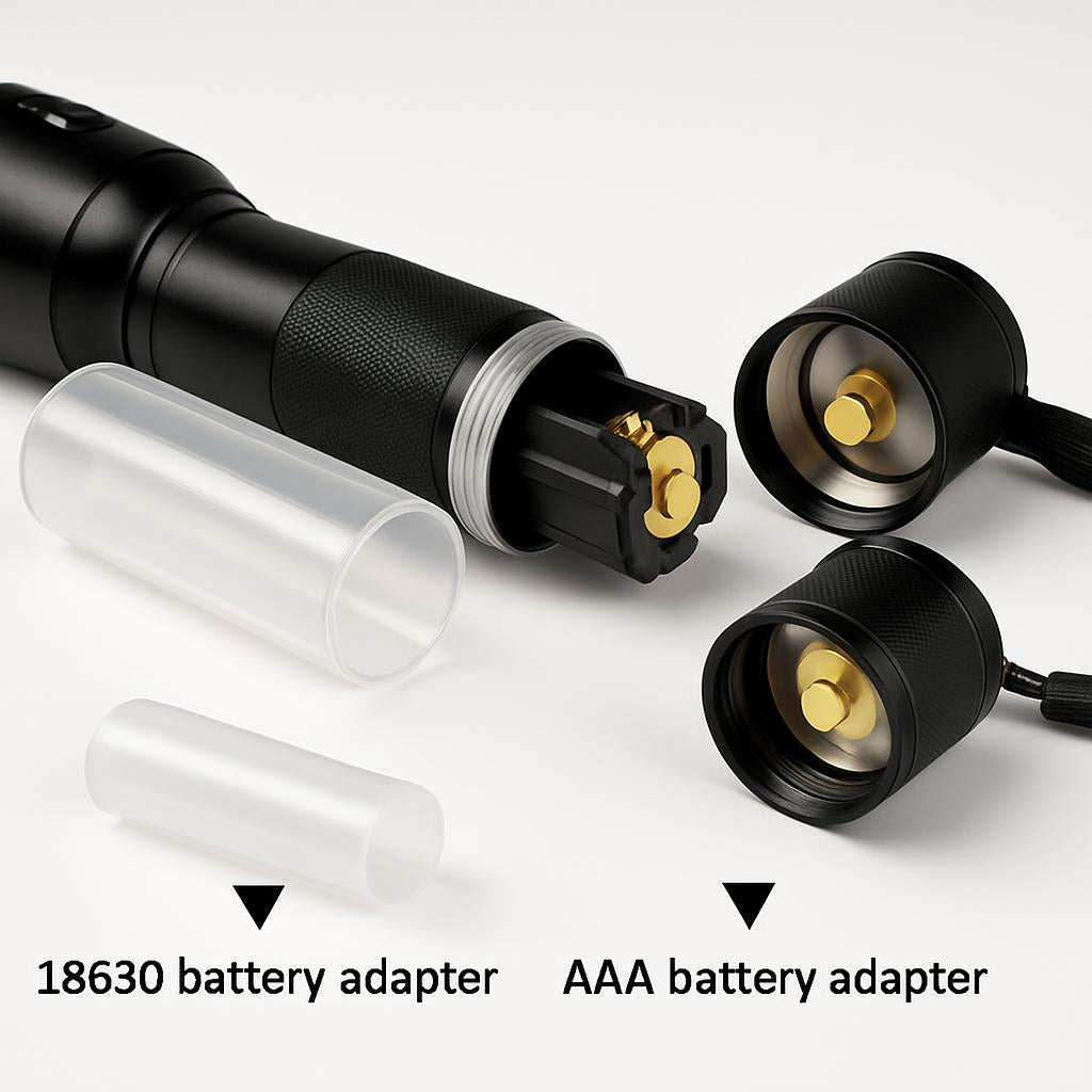 Tactical 5000 Lumens Rechargeable LED Zoom Flashlight