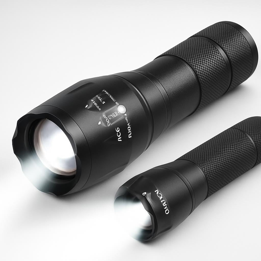 Tactical 5000 Lumens Rechargeable LED Zoom Flashlight