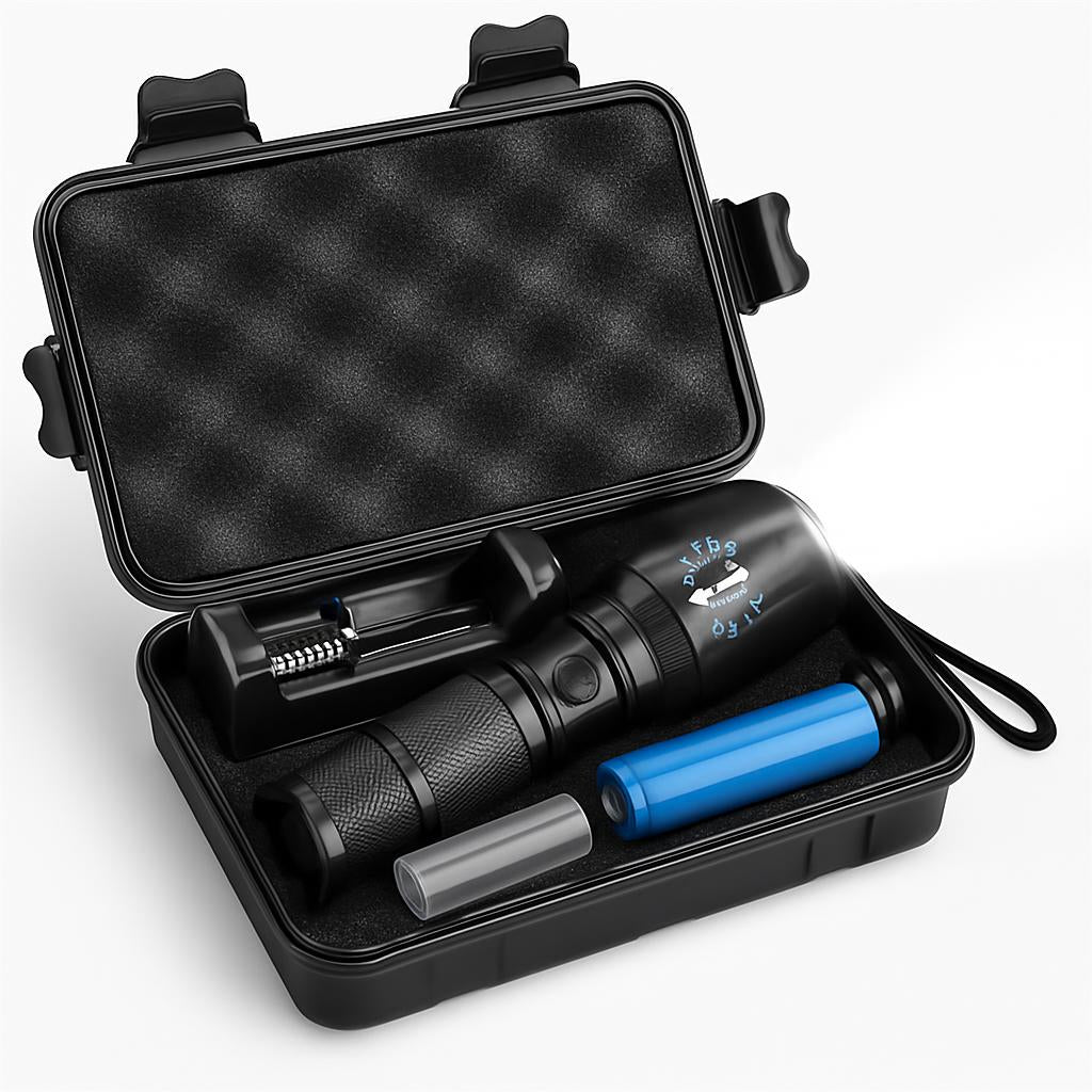Tactical 5000 Lumens Rechargeable LED Zoom Flashlight