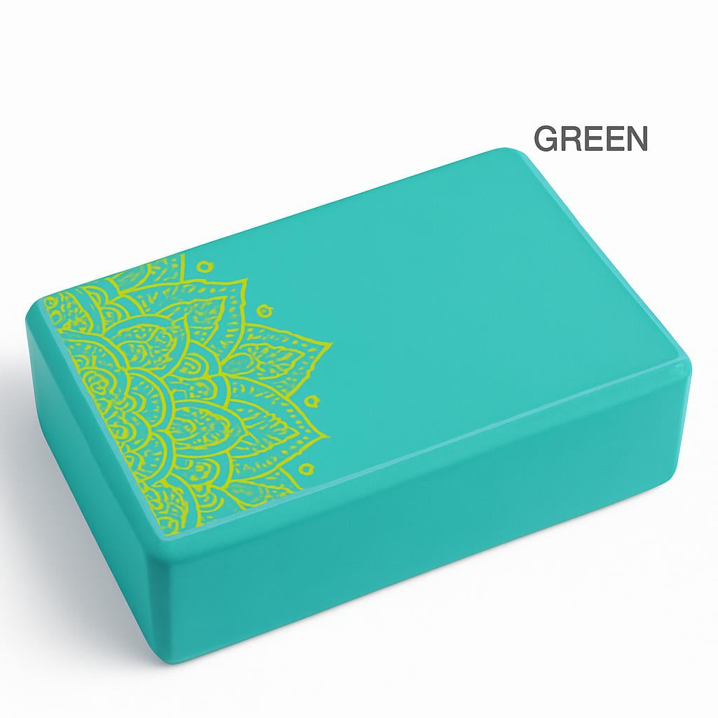 Eco-Friendly Green Yoga Block with Decorative Pattern