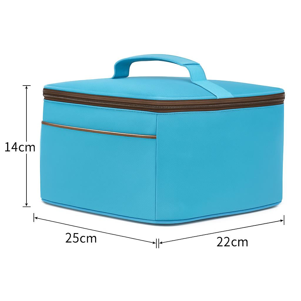 Eco-Friendly Picnic Bag - Blue Canvas with Brown Accents