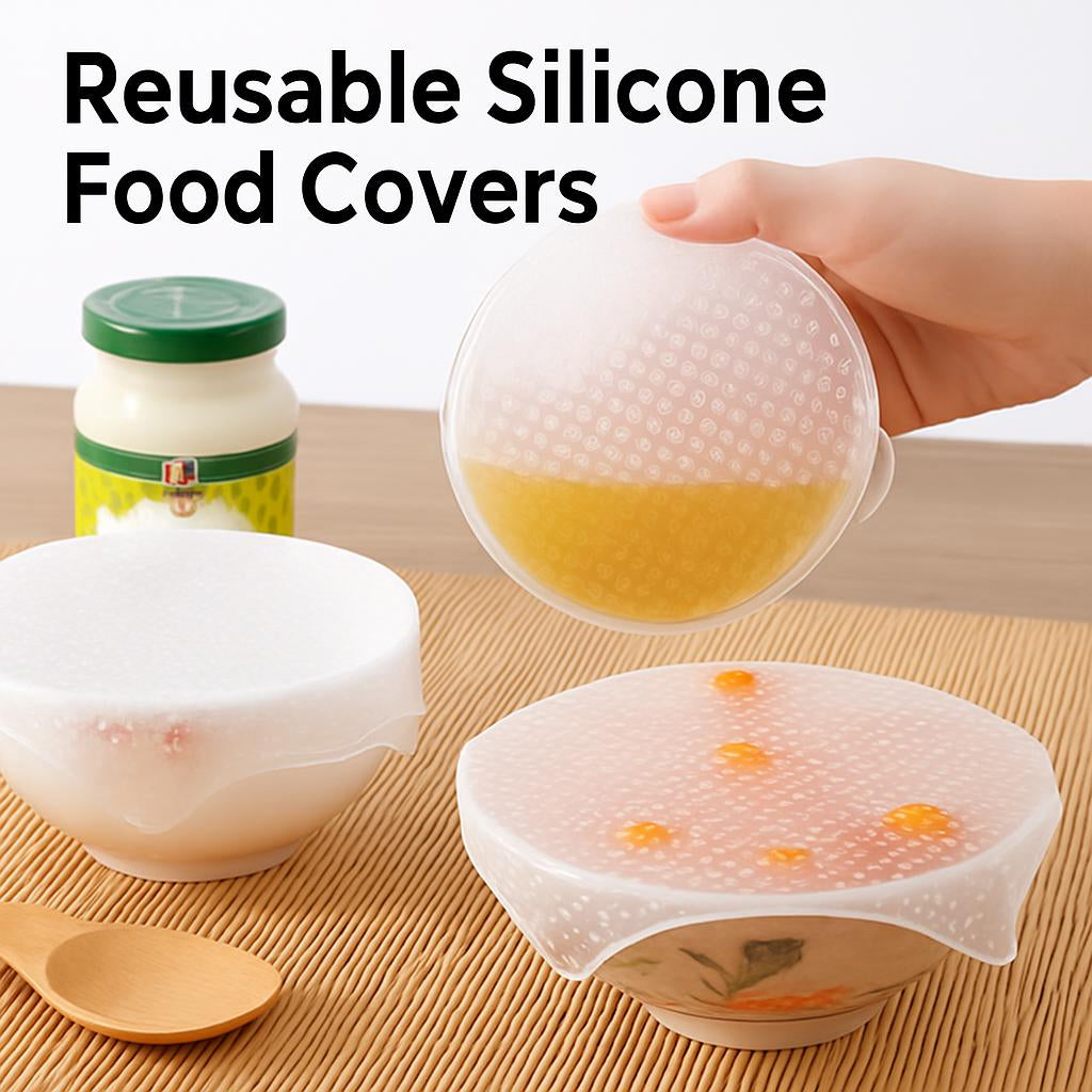 Reusable Silicone Food Covers - Eco-Friendly Stretchable Bowl Lids