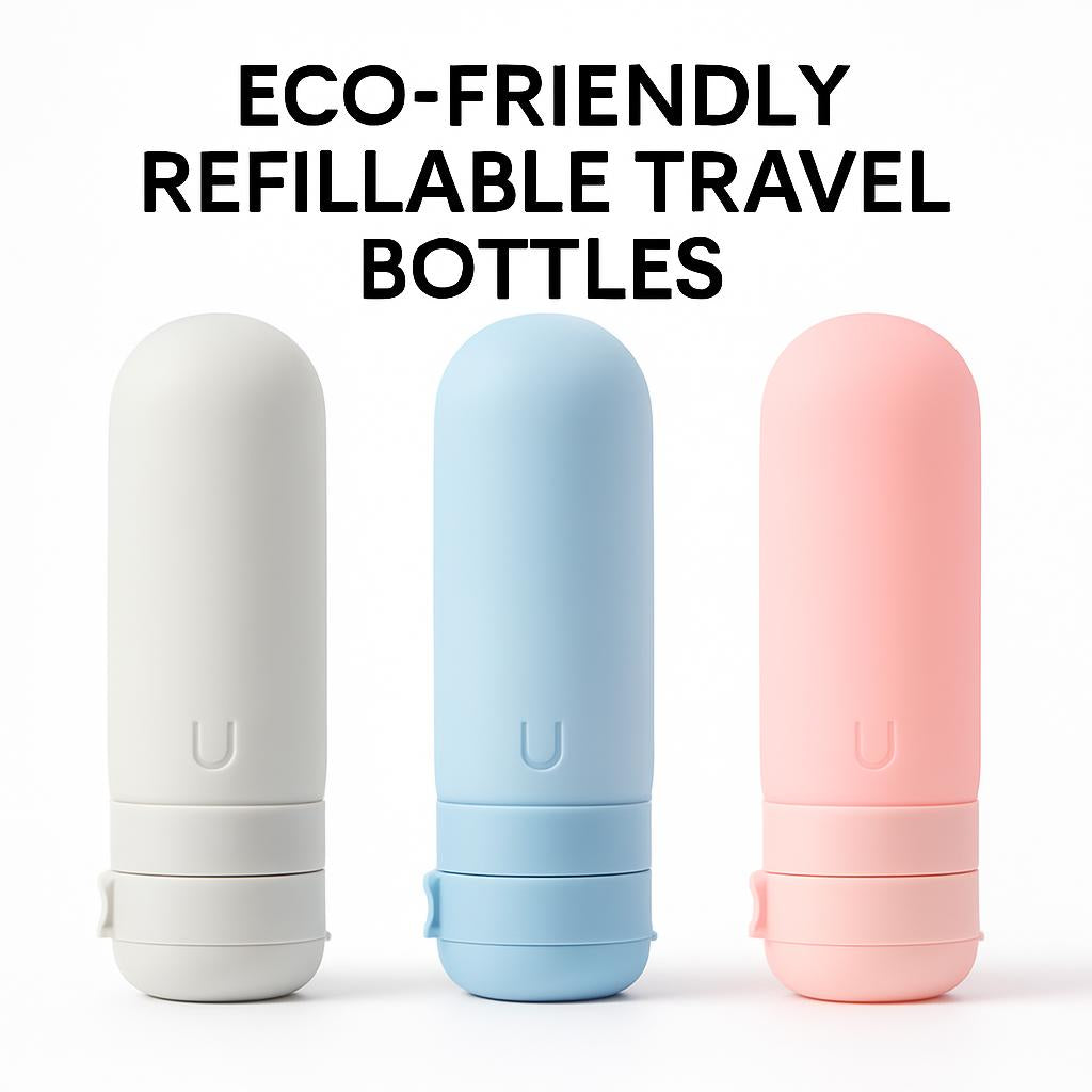 Eco-Friendly Refillable Travel Bottles - Silicone, Compact, Sustainable