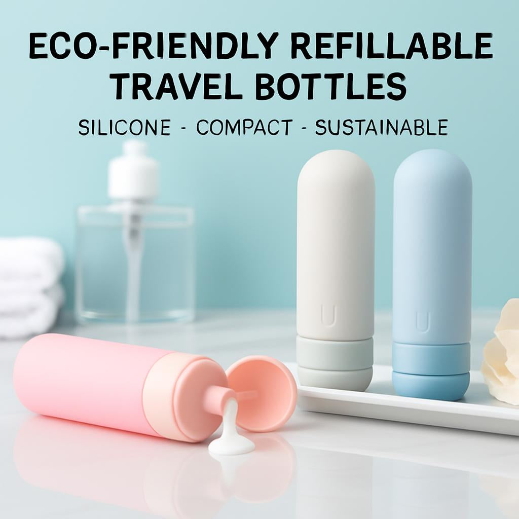 Eco-Friendly Refillable Travel Bottles - Silicone, Compact, Sustainable