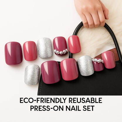 Eco-Friendly Reusable Press-On Nail Sets - Sustainable Beauty