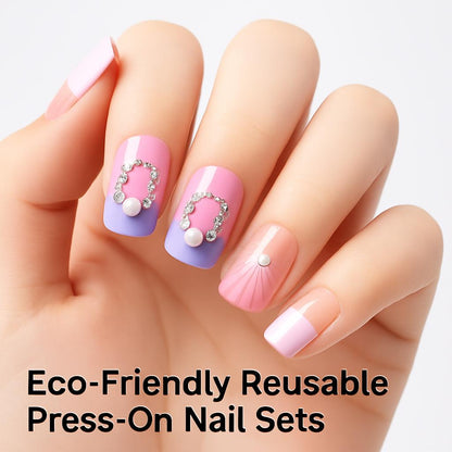 Eco-Friendly Reusable Press-On Nail Sets - Sustainable Beauty