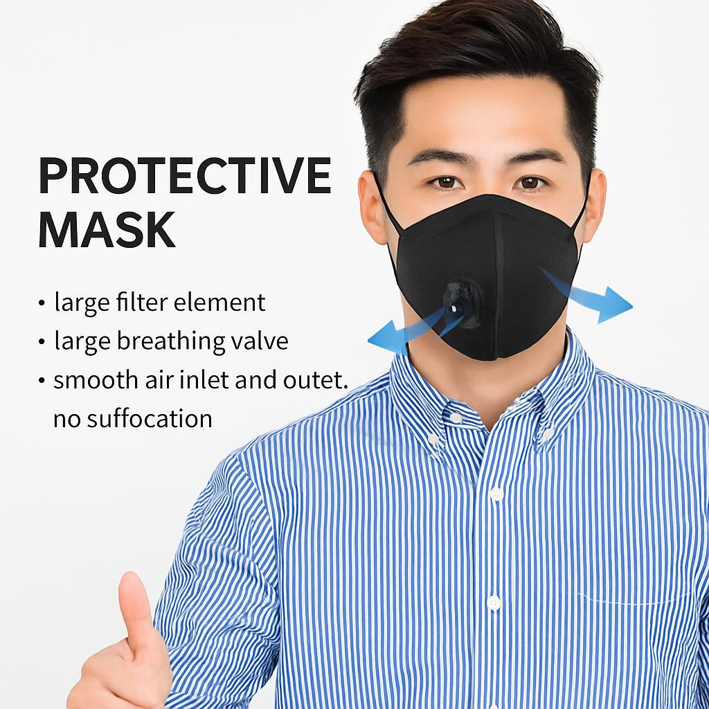 Black Reusable Ergonomic Face Mask - Sustainable & Comfortable