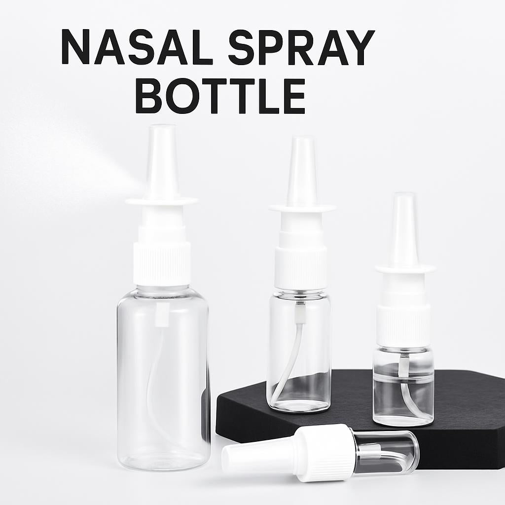 Clear refillable spray bottles with white nozzles for eco-friendly travel
