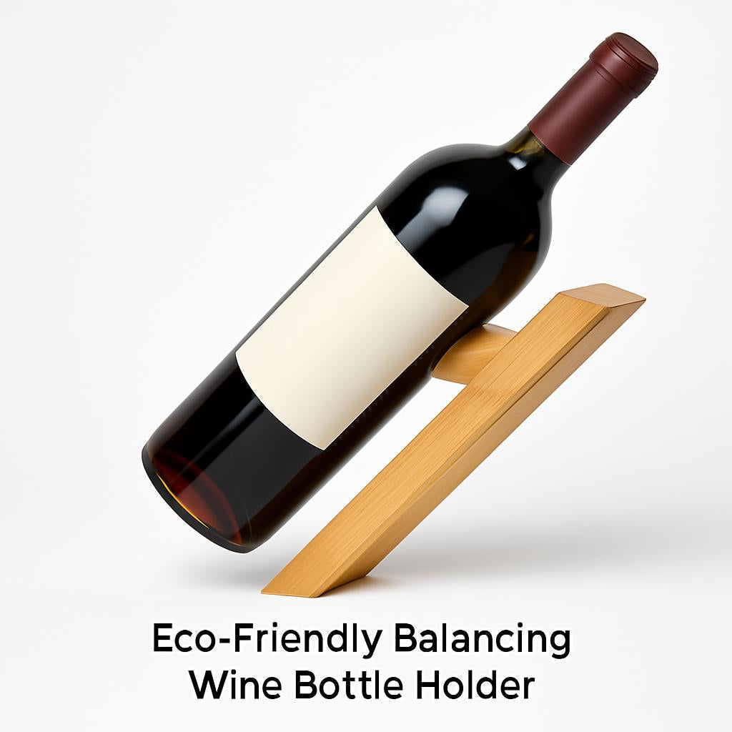 Eco-Friendly Balancing Wine Bottle Holder - Natural Wood Tone
