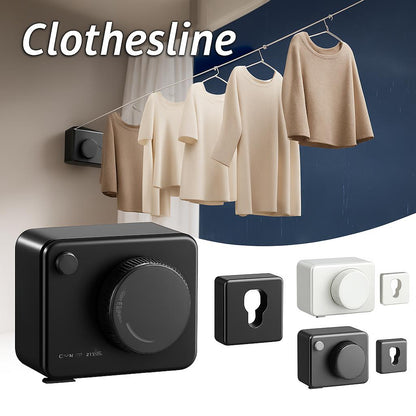 Retractable Wall-Mounted Clothesline in Black and White