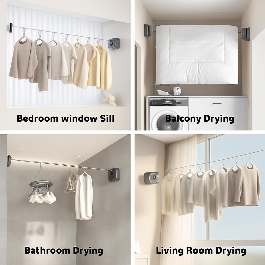 Retractable Wall-Mounted Clothesline - Eco-Friendly Drying Solution