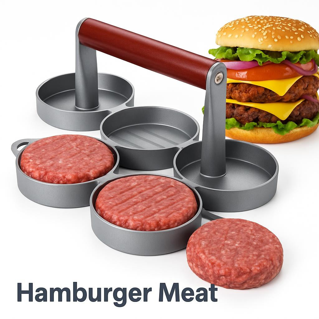 Eco-Friendly Hamburger Meat Press with Wooden Handle