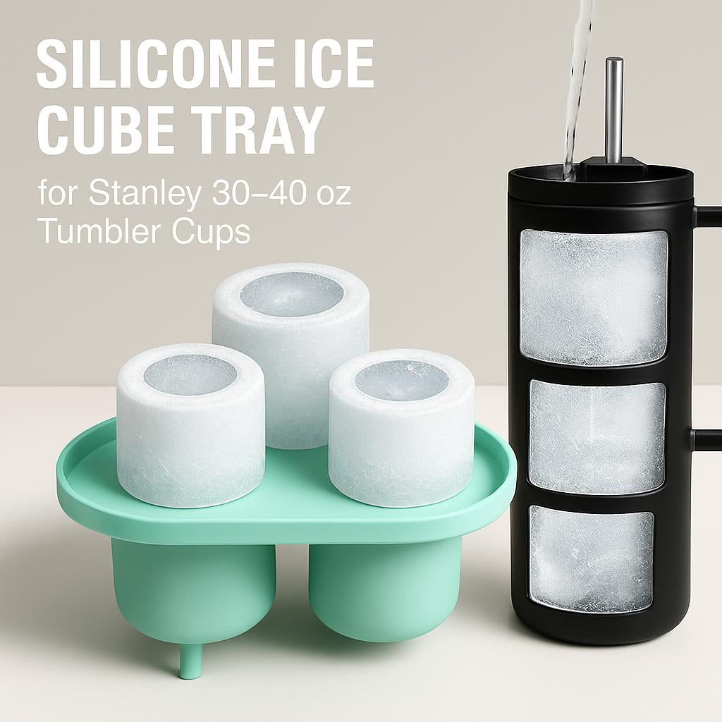 Eco-Friendly Silicone Ice Cube Tray - Triangular Shape, Green & Pink