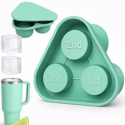 Eco-Friendly Silicone Ice Cube Tray - Triangular Shape, Green & Pink