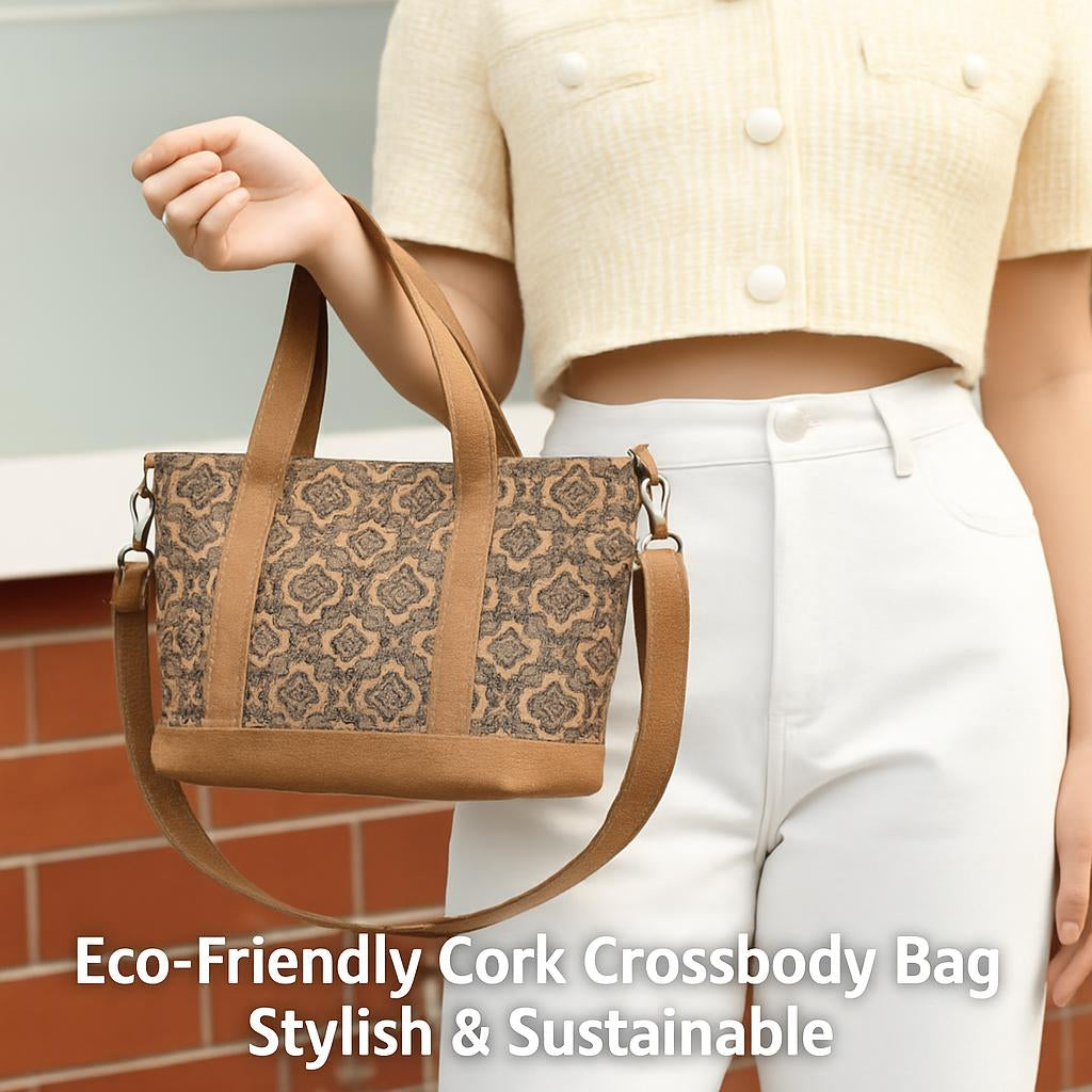 Eco-Friendly Cork Crossbody Bag - Stylish & Sustainable