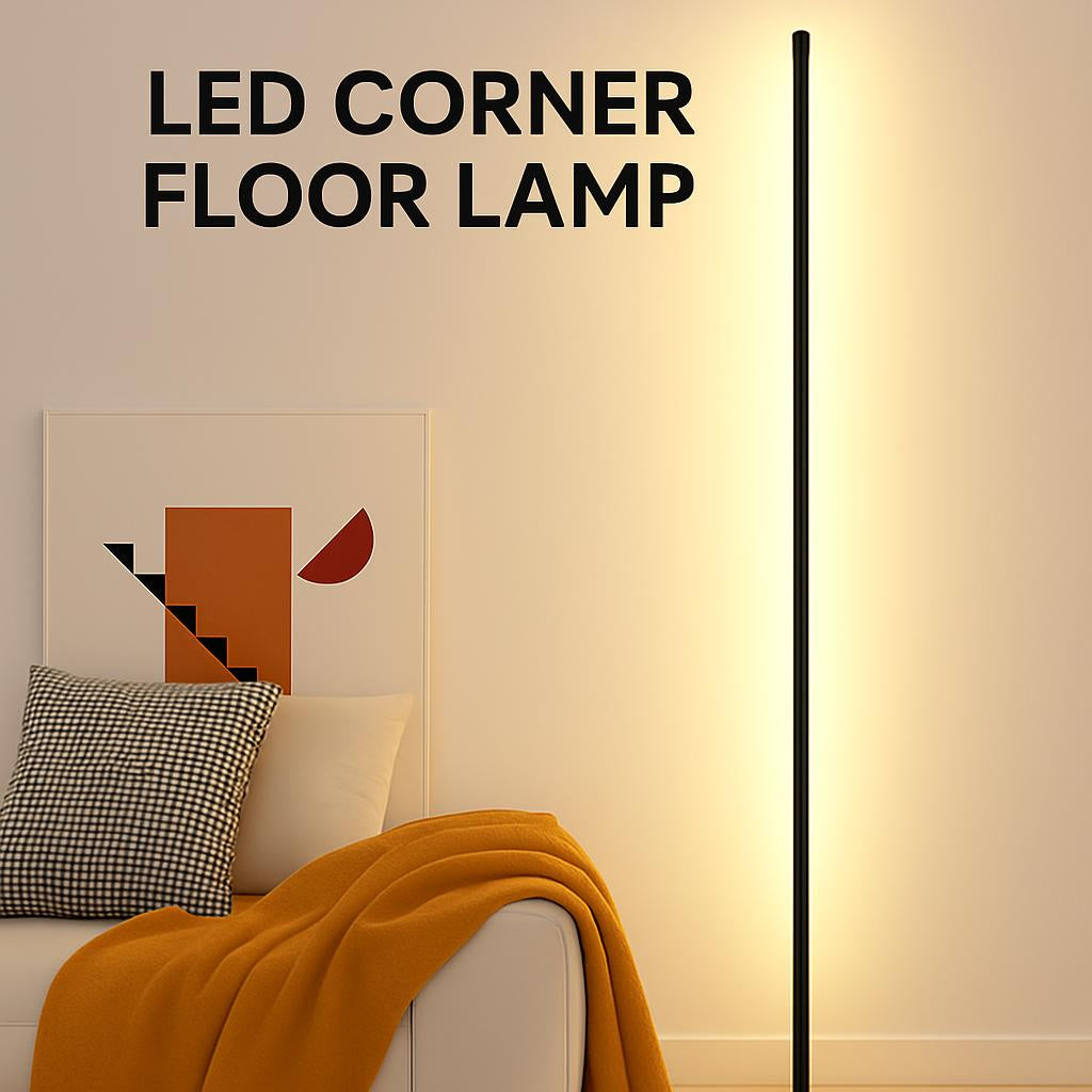 Energy-Efficient LED Floor Lamp in Black with Slim Design