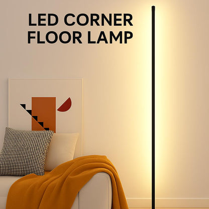 Energy-Efficient LED Floor Lamp in Black with Slim Design