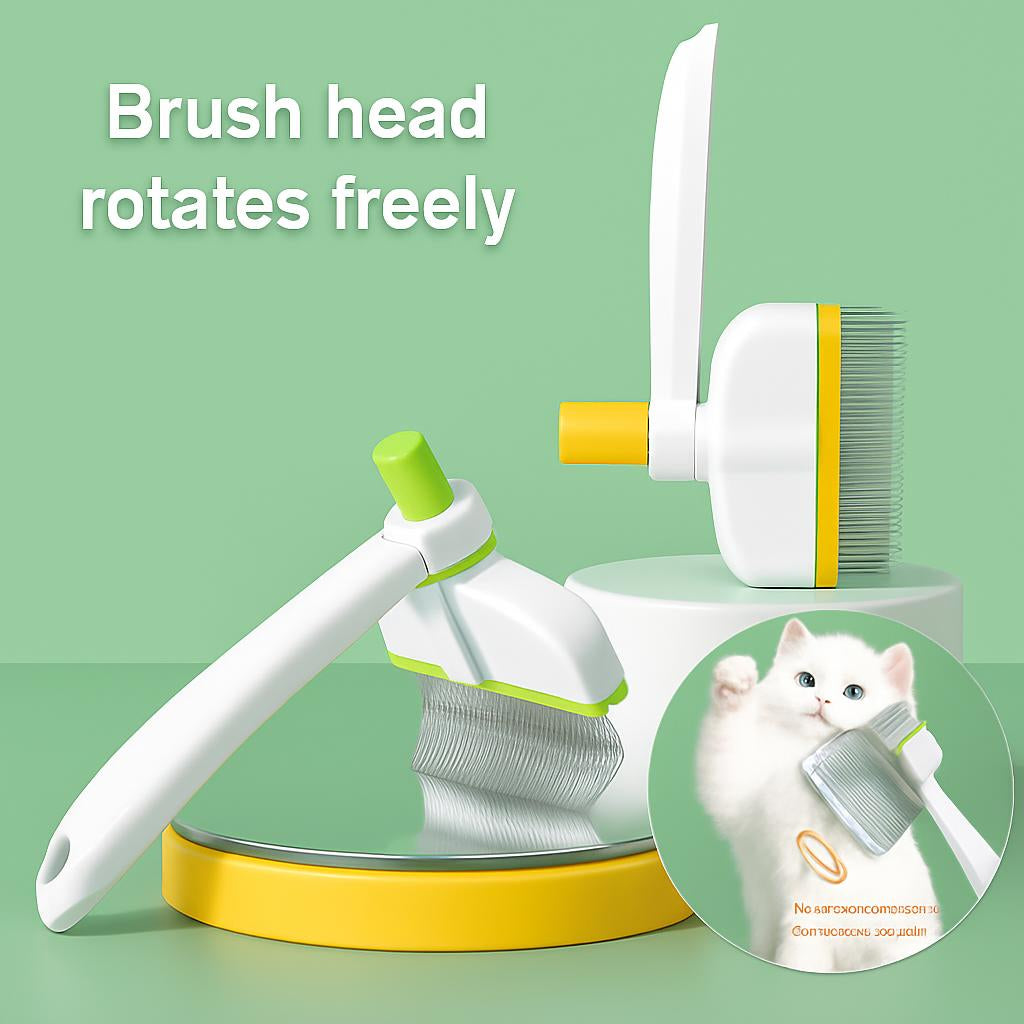 Rotating Pet Grooming Brush with Ergonomic Handle