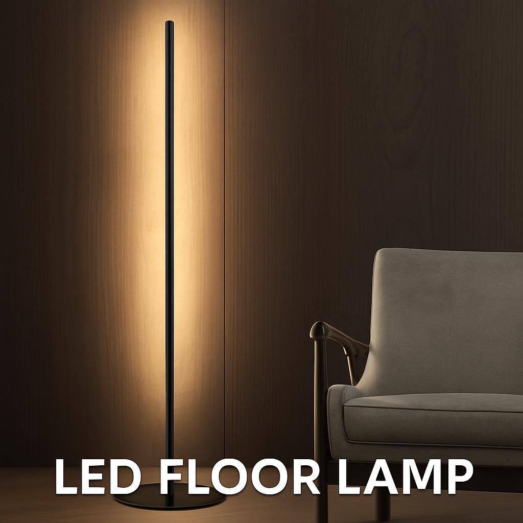 Modern Black Slim LED Floor Lamp - Energy Efficient Lighting