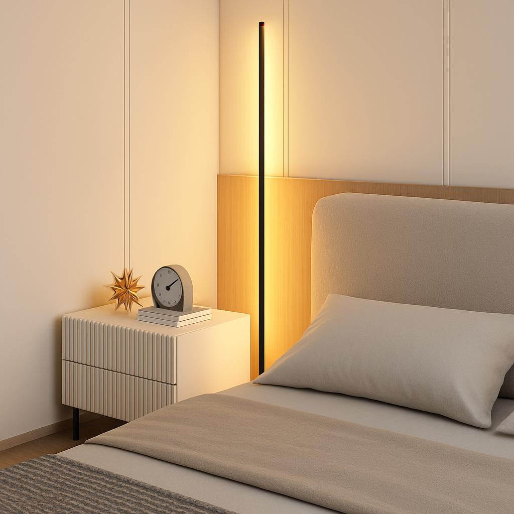 Modern Black Slim LED Floor Lamp - Energy Efficient Lighting