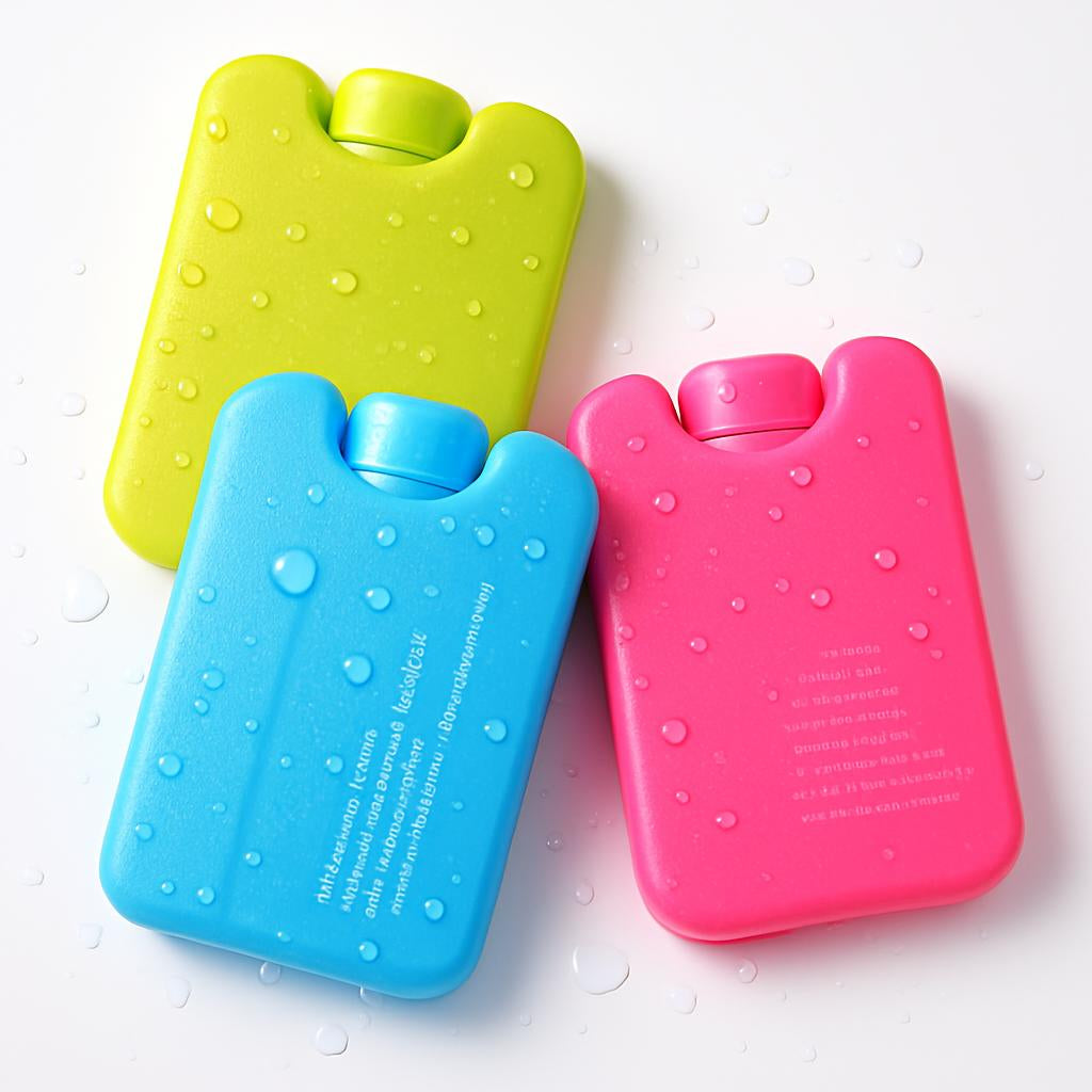 Eco-Friendly Reusable Ice Packs in Green, Blue, and Pink
