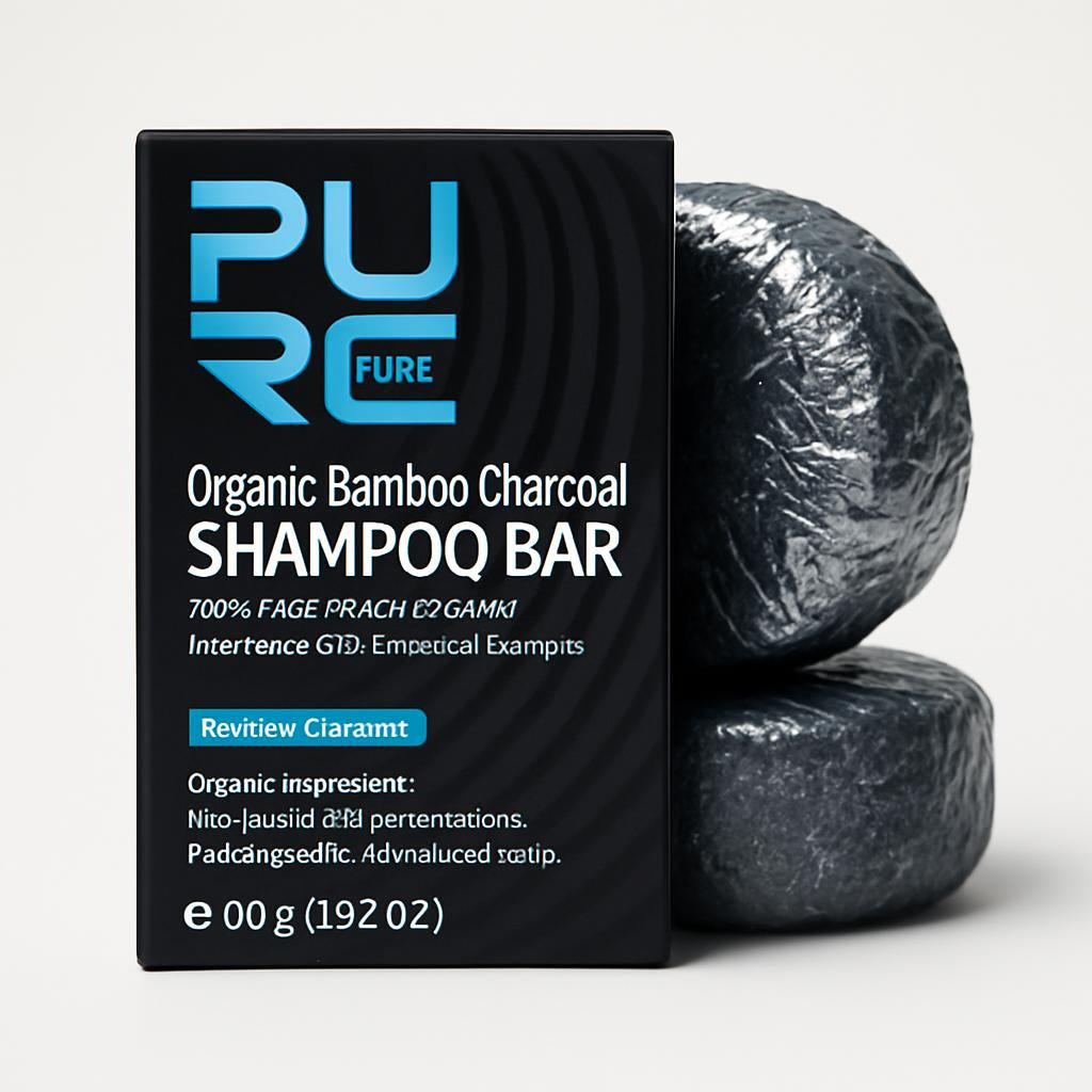 Organic Bamboo Charcoal Shampoo Bar - Plastic-Free, Vegan, Handmade