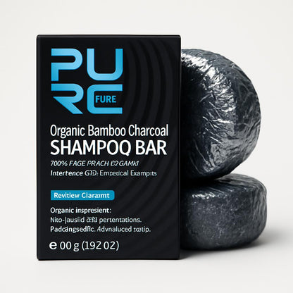 Organic Bamboo Charcoal Shampoo Bar - Plastic-Free, Vegan, Handmade