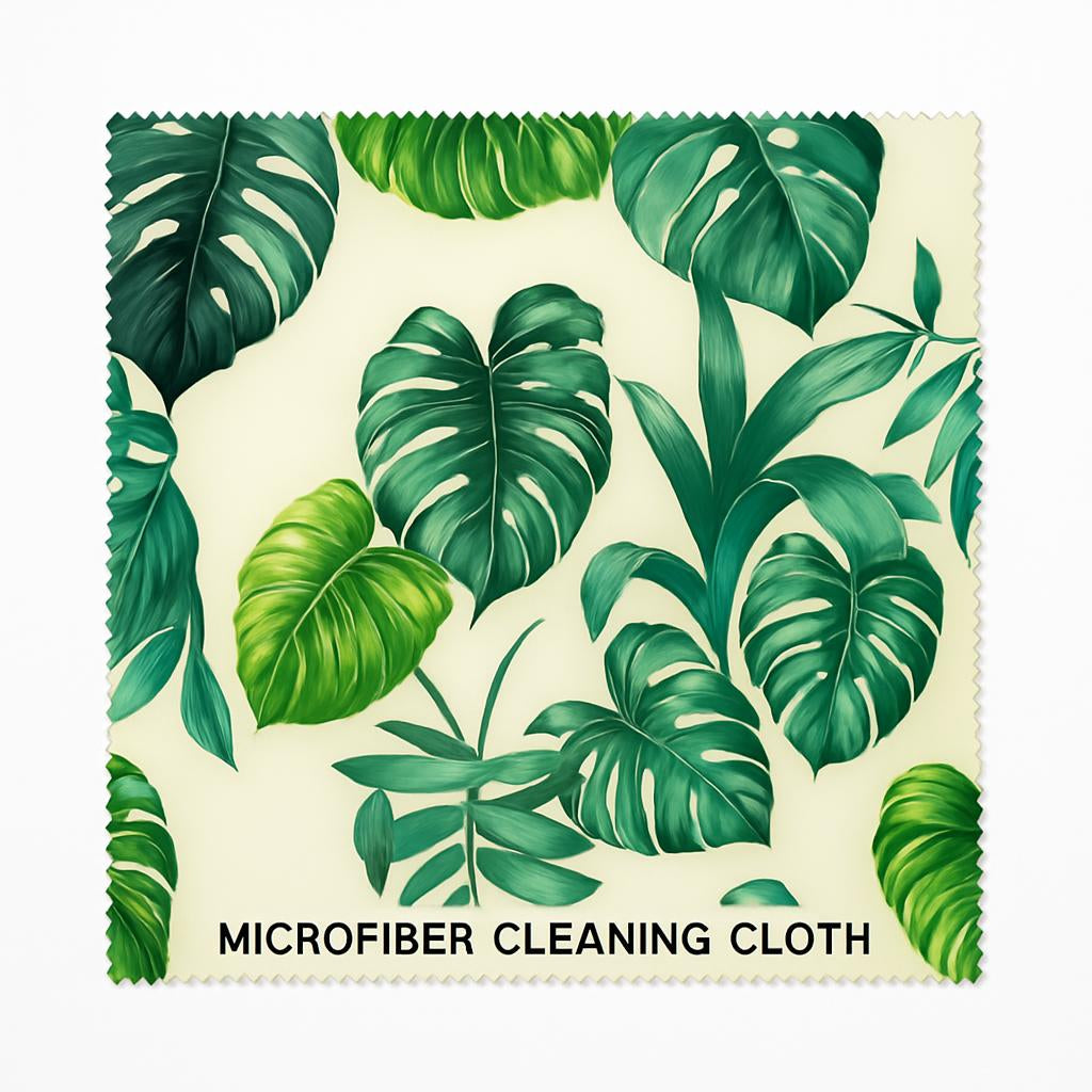Green Leaf Pattern Reusable Cleaning Cloth, 12x12 Microfiber