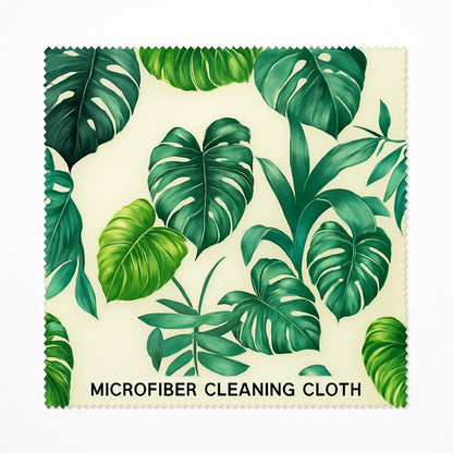 Green Leaf Pattern Reusable Cleaning Cloth, 12x12 Microfiber