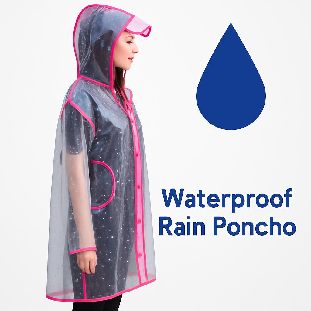Transparent eco-friendly raincoat with pink trim