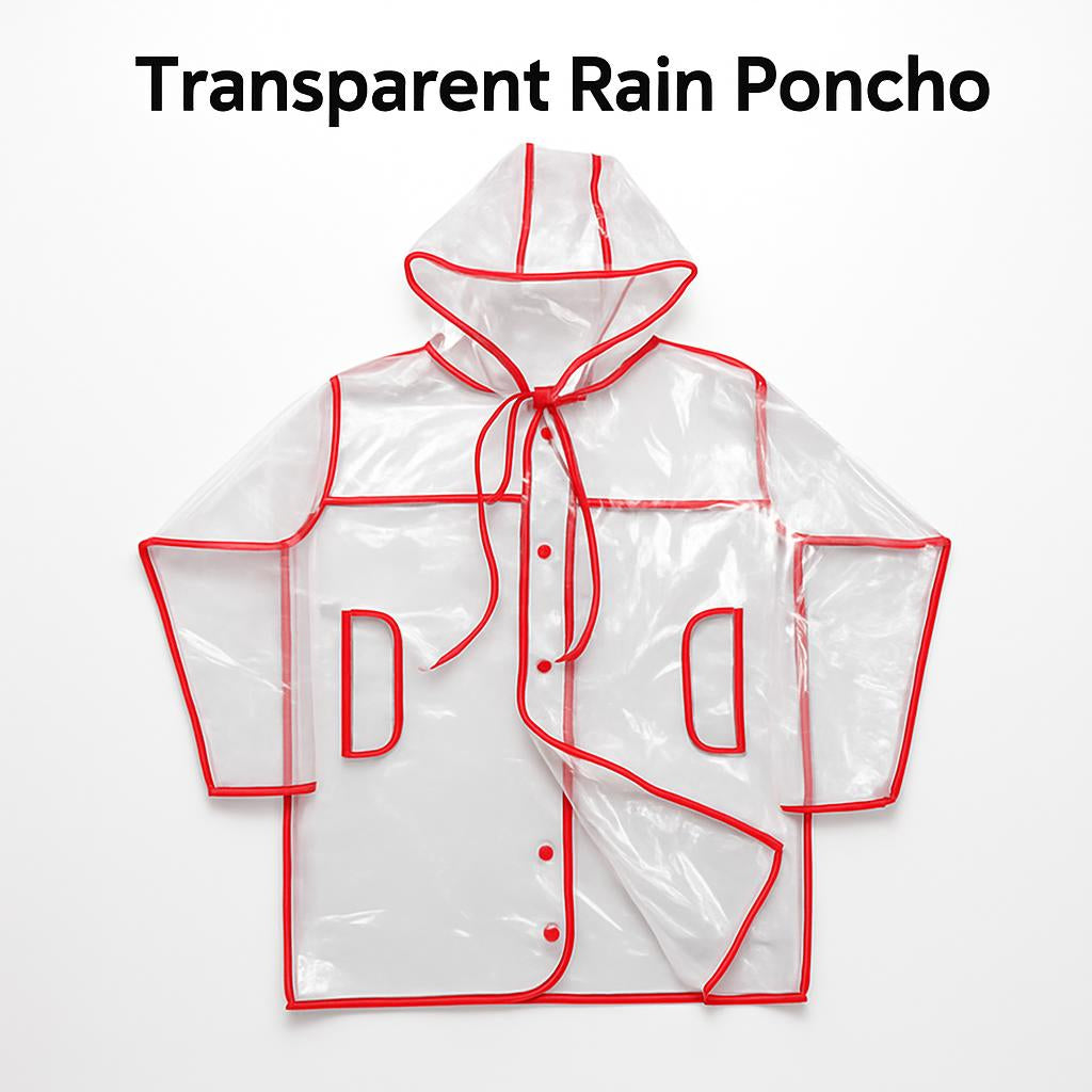 Transparent Eco-Friendly Raincoat with Pink Trim