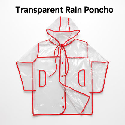 Transparent Eco-Friendly Raincoat with Pink Trim