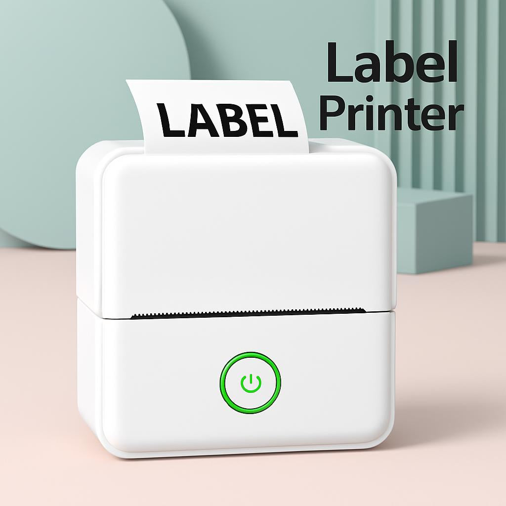 Eco-Friendly Mini Portable Printer in White with Green Power Button