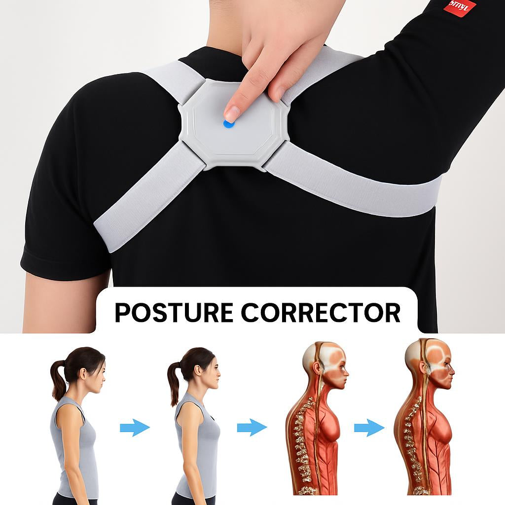 Light Gray Adjustable Posture Corrector for Better Back Support