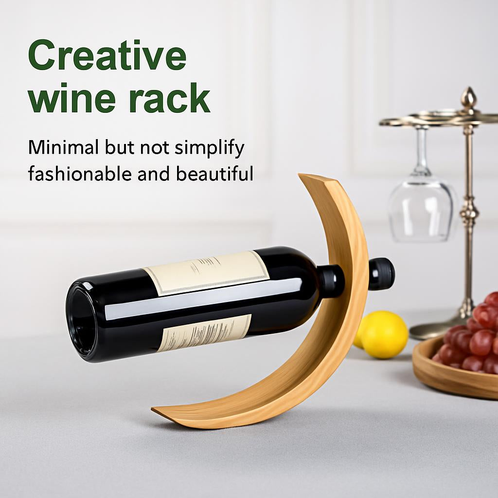 Eco-Friendly Balancing Wine Bottle Holder - Natural Wood Tone