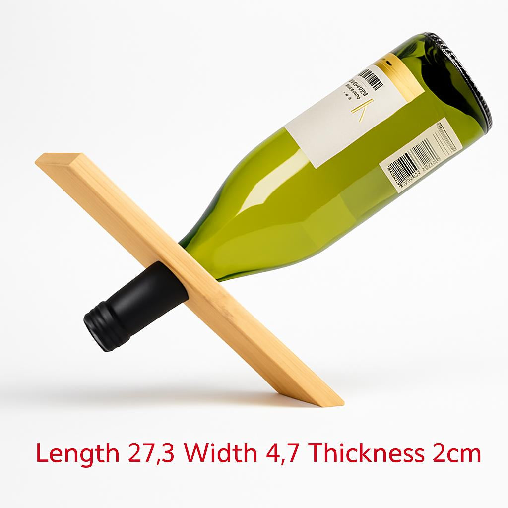 Eco-Friendly Balancing Wine Bottle Holder - Natural Wood Tone