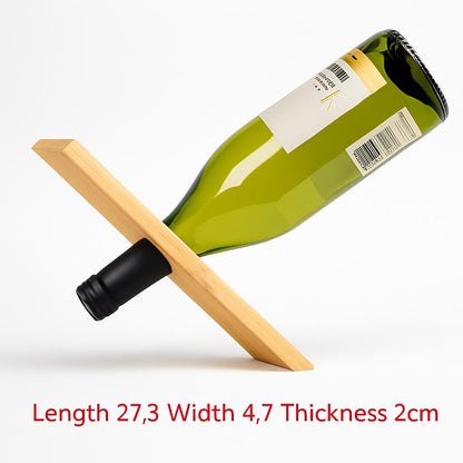 Eco-Friendly Balancing Wine Bottle Holder - Natural Wood Tone